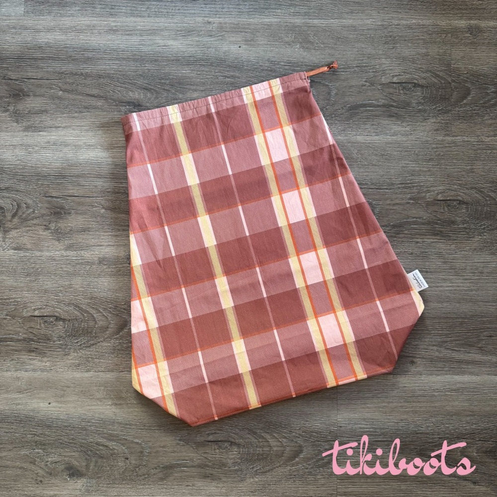 Plaid Brown Pink Cowgirl Boot Bag Storage, Travel, Organization, Western Gift